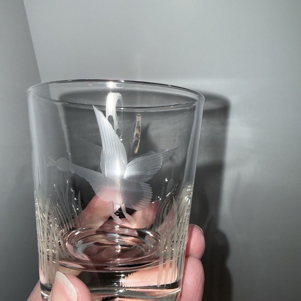 8 West Virginia Glass 678-5 Old Fashioned Etched Glasses 3-3/8" Geese